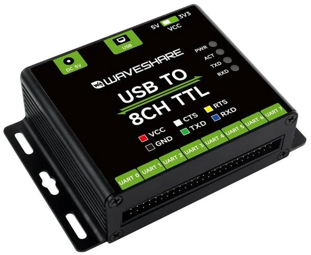 Alt view image 3 of 3 - Waveshare Industrial USB TO 8CH TTL Converter, USB to UART, Multi Protection Circuits, Multi Systems Support, USB To TTL Adapter