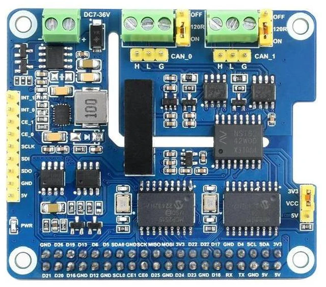 Alt view image 3 of 3 - Waveshare 2-Channel Isolated CAN Bus Expansion HAT For Raspberry Pi Zero/Zero W/Zero WH/2B/3B/3B+/4B/5, Dual Chips Solution