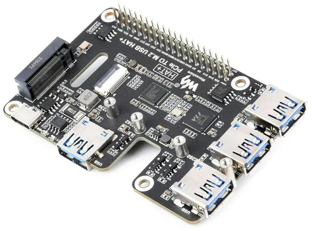 Alt view image 2 of 3 - Waveshare PCIe TO M.2 USB HAT Raspberry Pi 5 PCIe to 4-CH FFC Expansion Board PCIe HAT Pi5 4 Channels PCIe To USB 3.2 Gen1