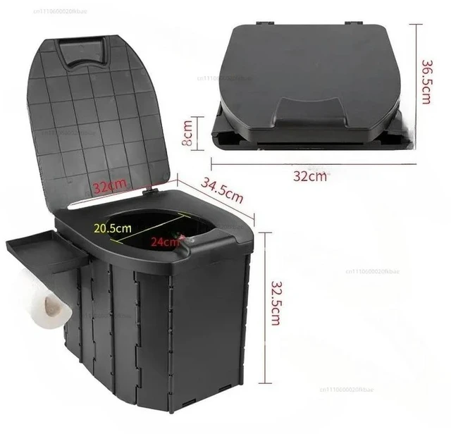 Main image of Outdoor Folding Toilet with Lid, Mobile Toilet for Camping Adults and Children