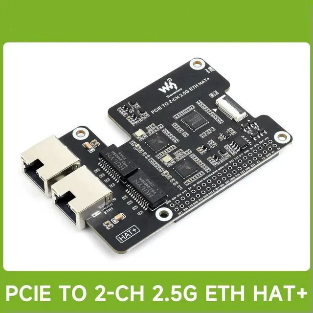 Main image of Waveshare PCIe TO 2-CH 2.5G ETH Adapter For Raspberry Pi 5, Supports Raspberry Pi OS / Ubuntu / OpenWrt, Dual RTL8125