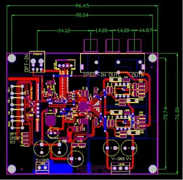 Alt view image 2 of 3 - ESS9039Q2M DSD Soft-controlled Decoding Board SPDIF IIS Optical Fiber Digital Signal Input with Volume Button DSD1024/PCM768KHZ
