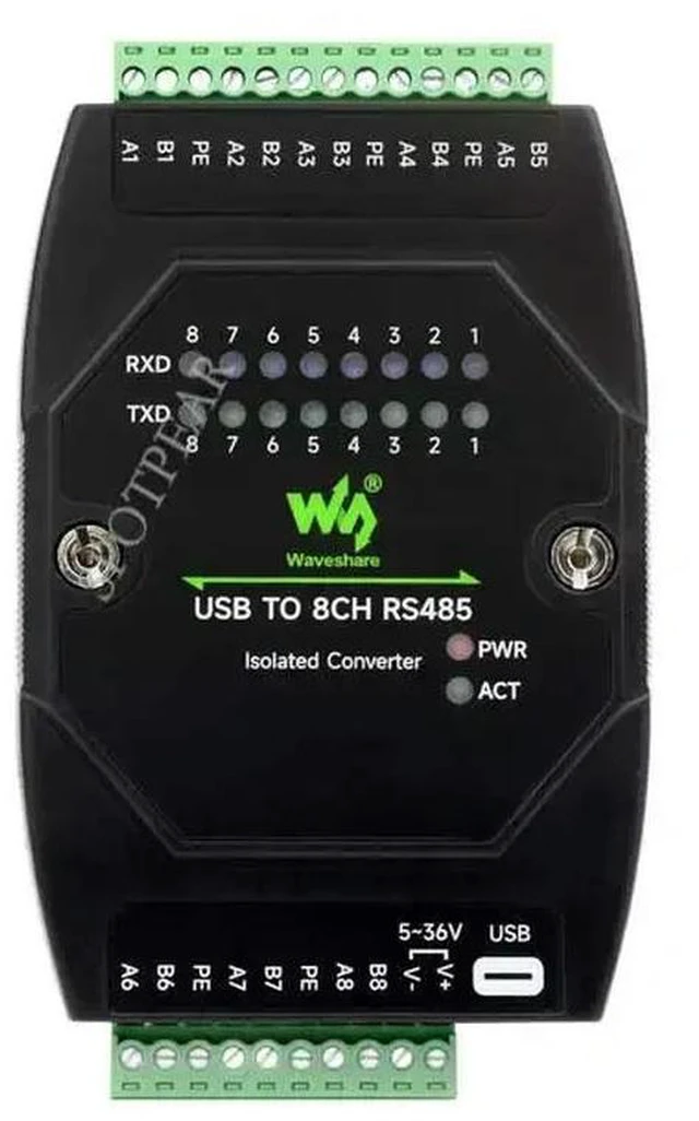 Alt view image 2 of 3 - Industrial UART USB TO 8CH RS485 Isolated Converter Stable Multi-OS Compatible For 35mm standard rail and stacked installation