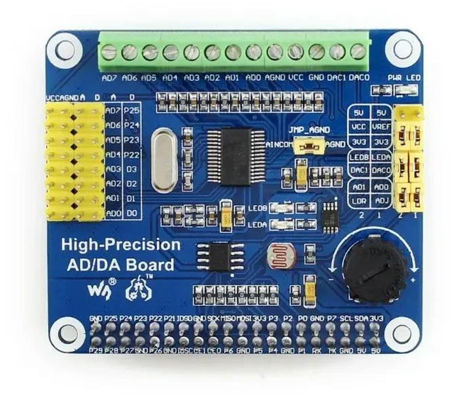 Alt view image 2 of 3 - Waveshare High-Precision AD/DA Board Raspberry Pi AD/DA Expansion Add High-precision AD/DA Functions to the RPi 3 B/2 B /A+/B+