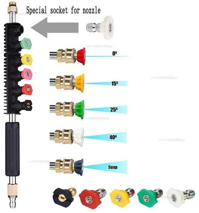 Alt view image 2 of 3 - Pressure Washer Extension Rod Power Washer Gutter Cleaning Tool Telescoping Replacement Gun Window Cleaning Nozzles 9 Pack