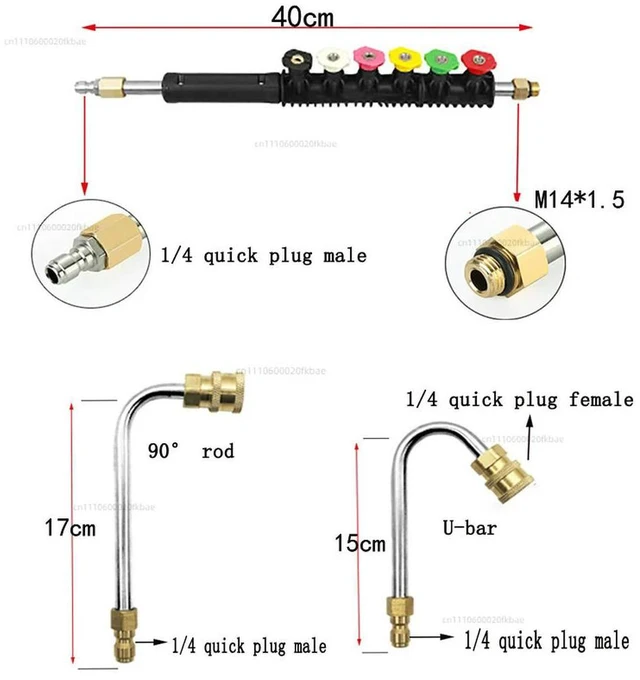 Alt view image 3 of 3 - Pressure Washer Extension Rod Power Washer Gutter Cleaning Tool Telescoping Replacement Gun Window Cleaning Nozzles 9 Pack