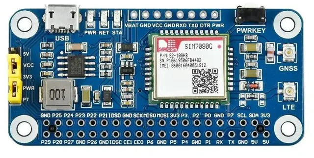 Main image of Waveshare NB-IoT/Cat-M(eMTC)/GNSS HAT for Raspberry Pi, Based on SIM7080G, Globally Applicable