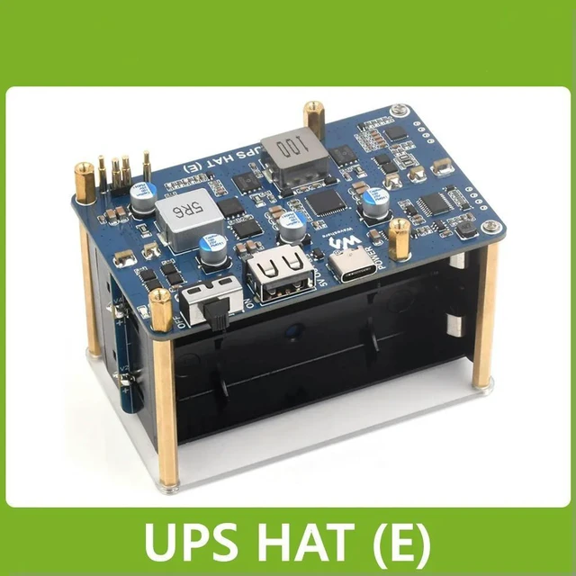 Alt view image 2 of 3 - Waveshare UPS HAT (E) for Raspberry Pi, Type-C Bi-Directional Fast Charging, 5V 6A, Supports 4×21700 Li Batteries (NOT Included)