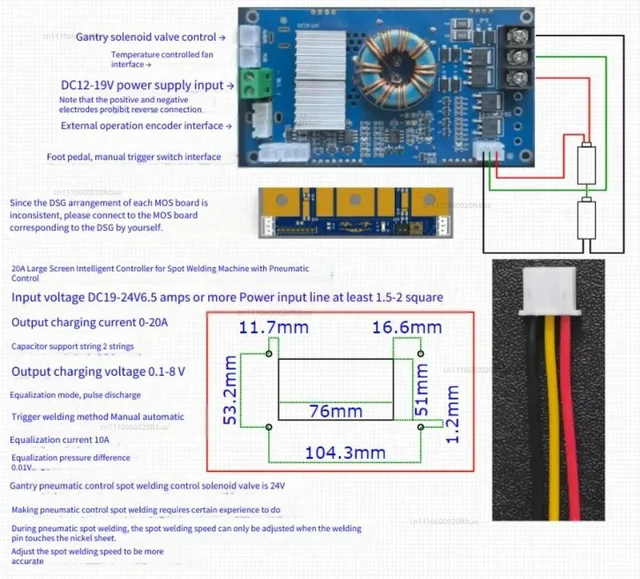Alt view image 2 of 3 - The 20A Control Board of the Lithium Welding Equipment Energy Spot Welding Machine Supports 2 Series Faraday Cap