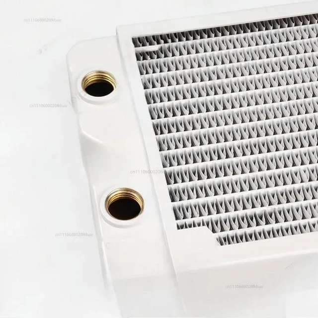 Alt view image 2 of 3 - Computer water cooling copper radiator 14 flat tubes TSRP-TW480 copper fins 12CM piano white