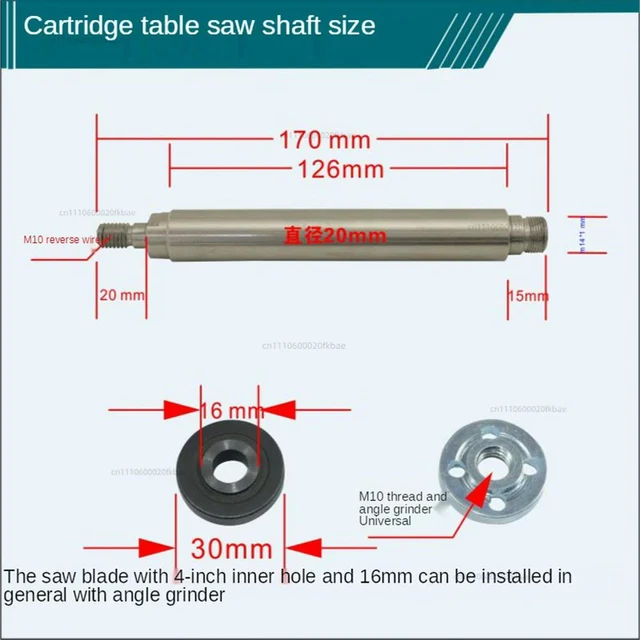 Alt view image 2 of 3 - 2 Bearing M14x1mm M14 Thread Wood Pulley Shaft Shaft DIY Head Fit Chuck K01-65 K02-65 / 50 4 Inch Saw Blade