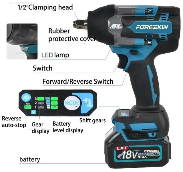 Main image of 700N Brushless Strong Torsion Electric Wrench Driver Charging Wrench Large Torque Impact