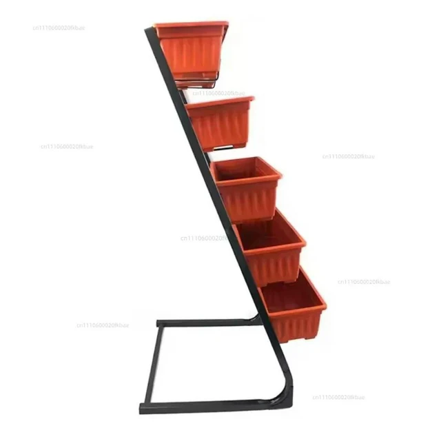 Alt view image 3 of 3 - 5-Layer Iron Vertical Garden Plant Stand, Independent Elevated Plastic Flower Pot Stand