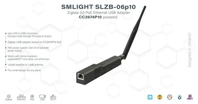 Alt view image 2 of 3 - SMLIGHT SLZB-06P10 Zigbee 3.0 to Ethernet, USB & Gateway Coordinator