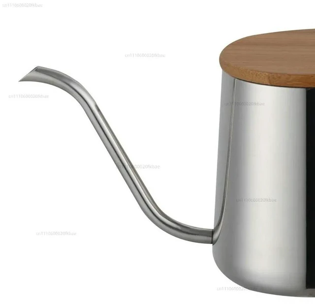 Alt view image 2 of 3 - 350Ml bamboo cover coffee pot 304 stainless steel hand flush pot thin mouth hanging ears