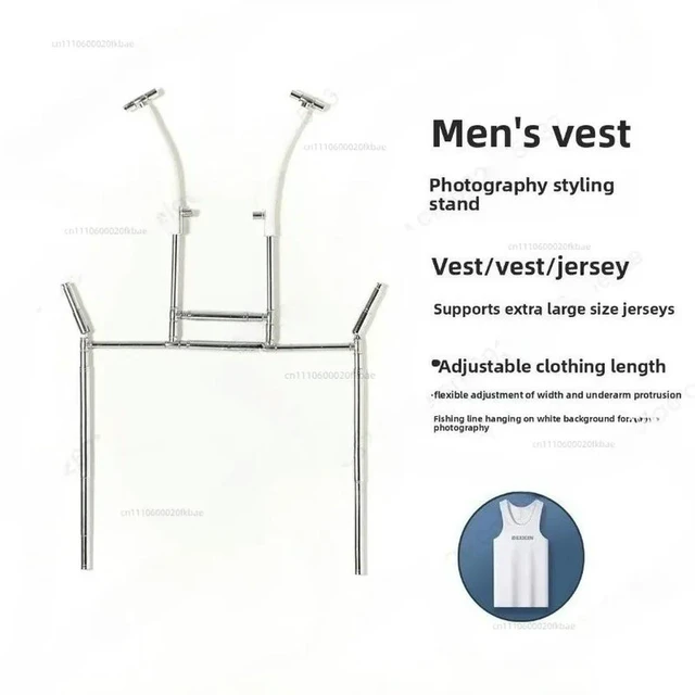 Alt view image 3 of 3 - Men's vest white background photo shooting modeling hanger large jersey rack clothing shooting props invisible hanger