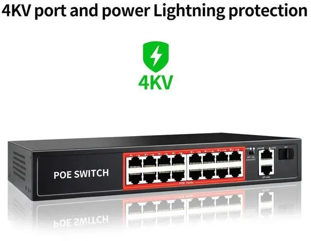 Alt view image 3 of 3 - OEM/ODM 16 port 48V POE switch 240W built-in power supply IEEE 802.3 AF/AT for IP cameras, AP