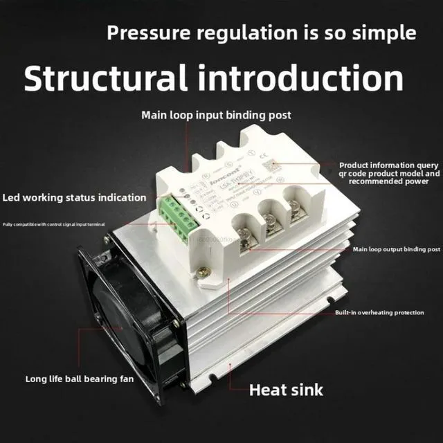 Alt view image 3 of 3 - Three-Phase AC 120A 380V Solid State Voltage Regulator - LSA-TH3P120Y Power Regulation Module