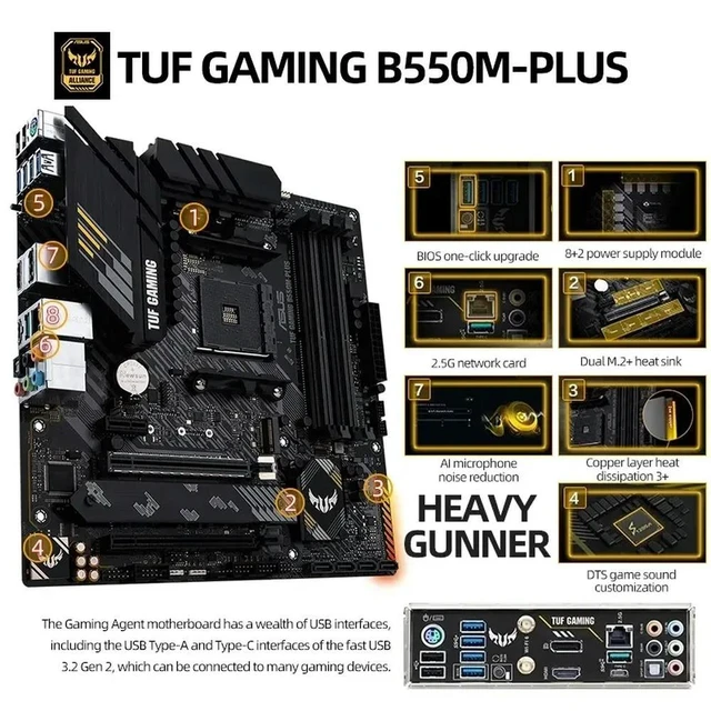 Alt view image 2 of 3 - TUF GAMING B550M-PLUS II B550 microATX motherboard Socket AM4 No antenna version availe