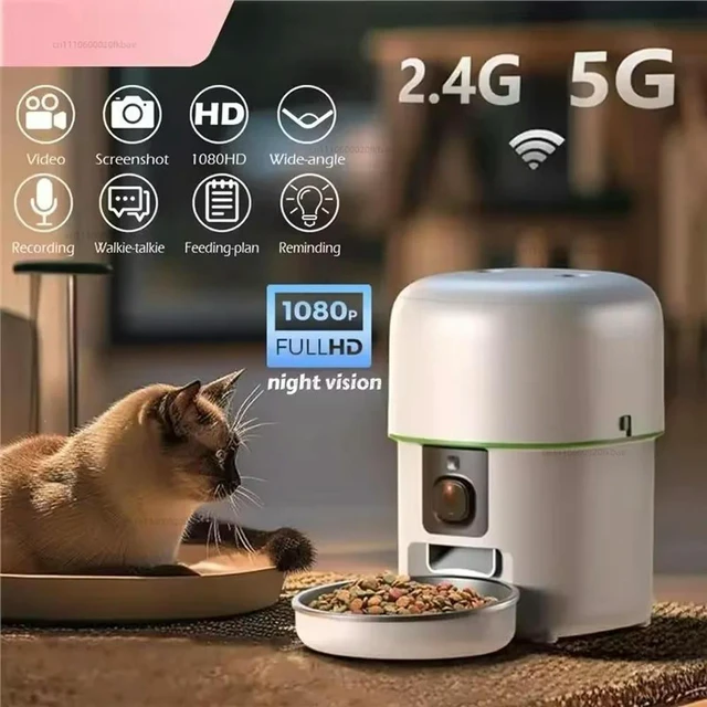Alt view image 3 of 3 - Pet automatic feeder ligent remote video control Cat and dog timed quantitative feeding machine