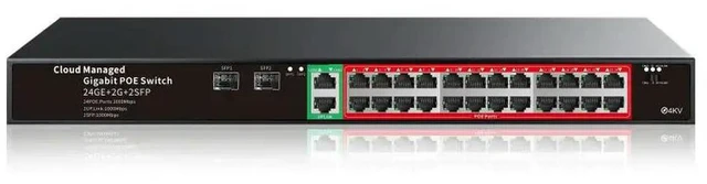 Main image of Management PoE Switch Gigabit 24 Ports 1000Mbps PoE + 2 Gigabit Upstream Ports + 2 SFP Ports PoE Switch for Cameras