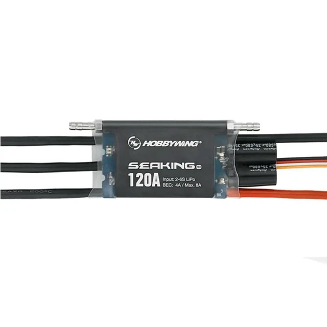 Alt view image 3 of 3 - Hobbywing Seaking Pro 120A Sensorless Brushless ESC 2-6S Waterproof 6V/7.4V,4A BEC For ECO, Mono1/Other Competition Boats