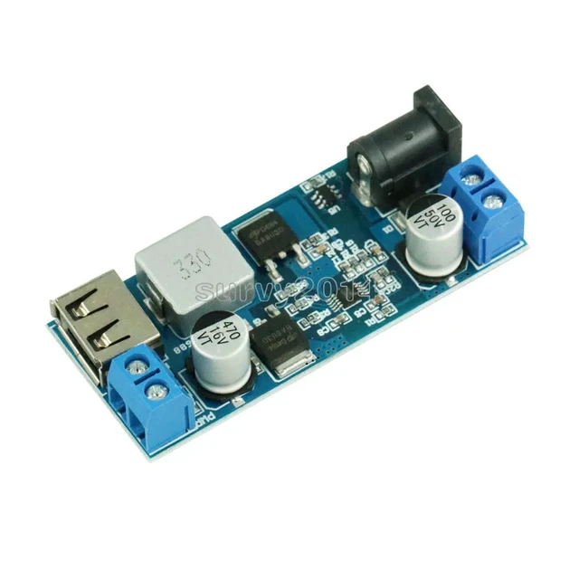 Alt view image 4 of 6 - DC-DC 24V/12V To 5V 5A Step Down Power Supply Buck Converter Replace LM2596S Adjustable USB Step-down Charging Module For Phone