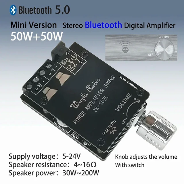 Alt view image 4 of 6 - 2*50W Bluetooth 5.0 Power Amplifier Board Digital Audio HiFi Stereo Dual Channel Class D AMP for Speakers 30W~200W