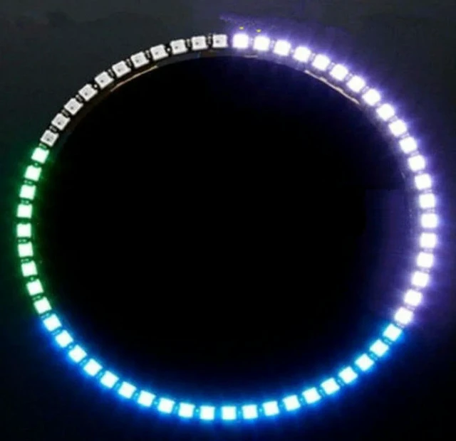 Alt view image 4 of 6 - Ring Wall Clock 60 X Ultra Bright WS2812 5050 RGB LED Lamp Panel For