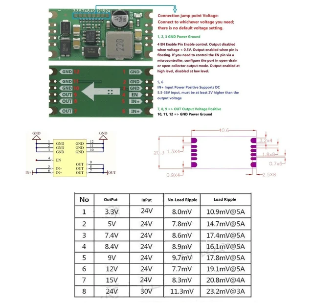 Alt view image 6 of 6 - TPS5450 DC-DC Step Down Buck Converter 5.5-36V Input to 3.3V 5V 7.4V 8.4V 9V 12V 15V 24V Output, 5A Max High Power Supply Module