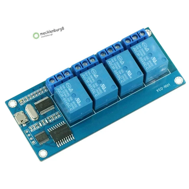 Alt view image 4 of 6 - Micro USB 5V 4-Channel USB Relay Module Trigger Relay Module Serial Port For Board Module