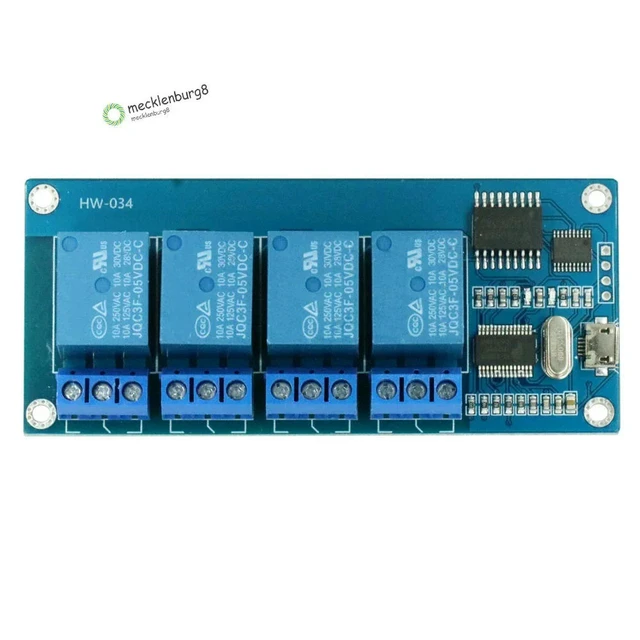 Alt view image 5 of 6 - Micro USB 5V 4-Channel USB Relay Module Trigger Relay Module Serial Port For Board Module