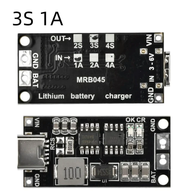 Alt view image 5 of 6 - 3S 1A Type C To 8.4V 12.6V 16.8V Boost Polymer Li-Ion Charger 7.4V 11.1V 14.8V Lithium