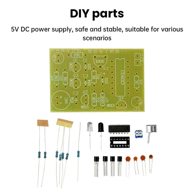 Alt view image 5 of 6 - DC 5V Analog Electronic Candle Making Kit Lighting Blowing Control Simulation Candle Electronic Welding Training DIY Parts