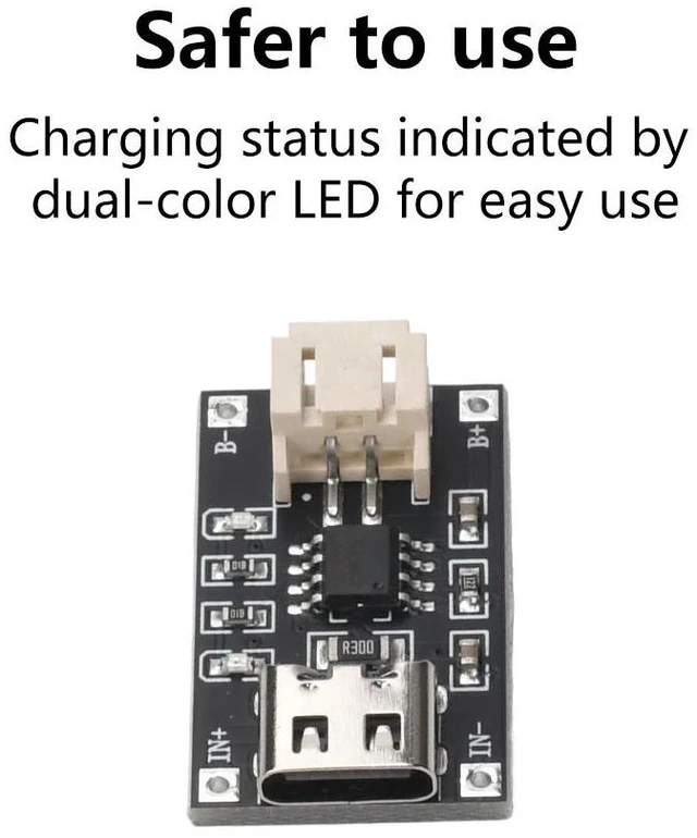 Alt view image 6 of 6 - TP4056 3.7V Lithium Charging Module 1A USB Type C Port PH2.0 Terminal Overcurrent Protection Board Detector Module