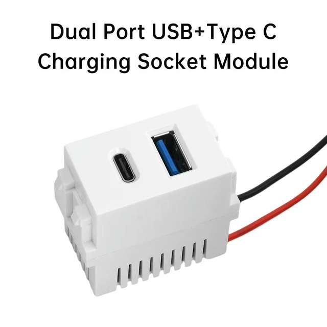 Alt view image 6 of 6 - 5V2.1A Type 128 USB Power Module 220V Socket Dual Port USB+Type C Charging Socket Module Switching Power Supply Modules