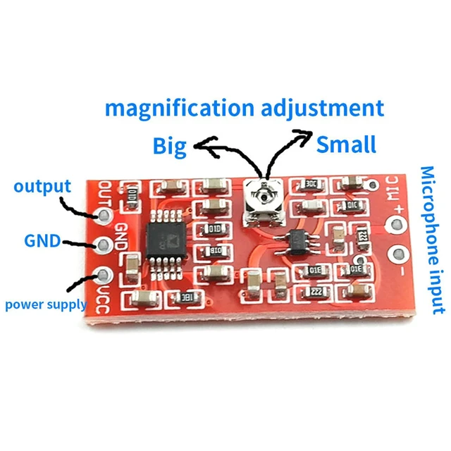 Alt view image 4 of 6 - MAX4466 Electret Microphone Preamplifier Module with SSM2167 Voice Compression Amp Sound Amplifier Board
