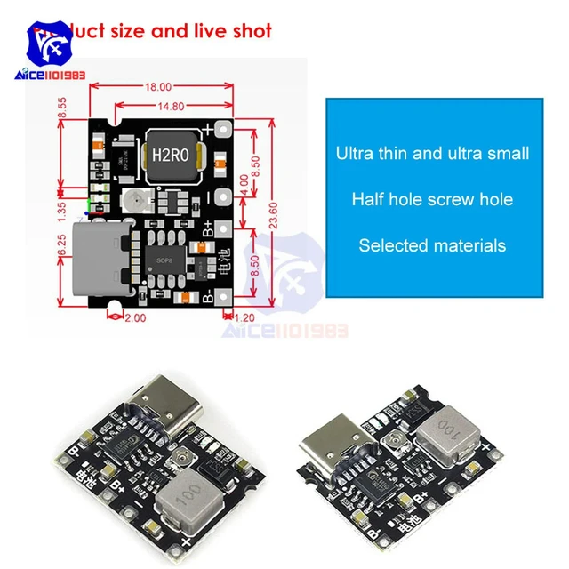 Alt view image 5 of 6 - 5PCS DC-DC Step Up Boost Module Lithium Charging Discharging Board Type-C Booster Converter Module 3.7V to 5/9V 2