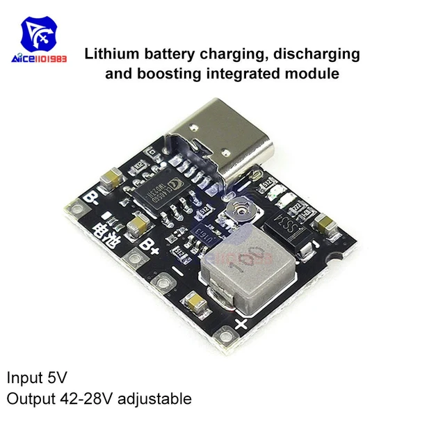 Alt view image 6 of 6 - 5PCS DC-DC Step Up Boost Module Lithium Charging Discharging Board Type-C Booster Converter Module 3.7V to 5/9V 2
