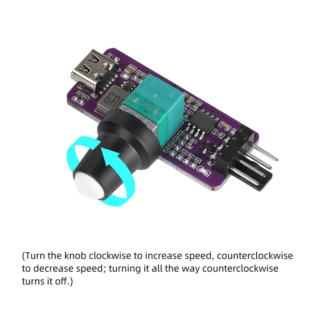 Alt view image 6 of 6 - 4 Pin Mini B3 Fan Controller DIY PWM Speed Controller With Wind Speed Controller Regulator Switch Speed Module USB Type C