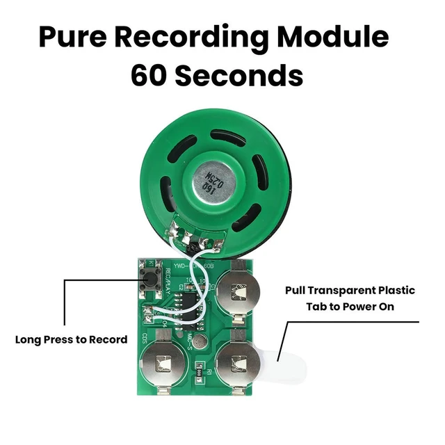 Alt view image 5 of 6 - 60 Second Recording Playback Board Music Module Greeting Card Refrigerator Sticker DIY With Button Playback Voice Module