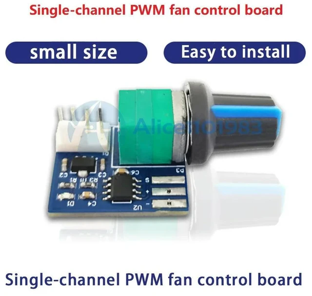 Alt view image 4 of 6 - 12V PWM Motor Speed Controller Module Single-channel Fan Adjustable Speed Regulator Control Governor Switch