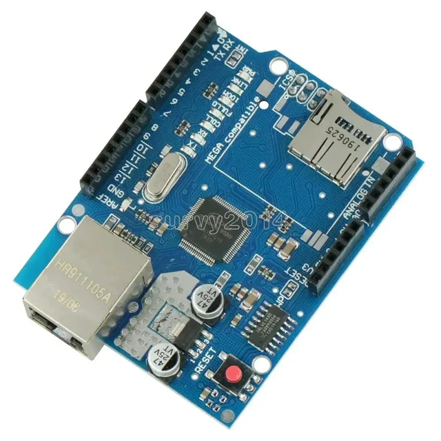 Alt view image 4 of 6 - Ethernet Shield W5100 For Main Board RJ45 UNO ATMega 328 1280 MEGA2560 Network Expansion Board Module With Micro SD Slot