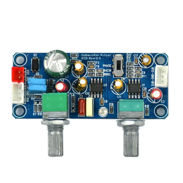 Alt view image 5 of 6 - Low Pass Filter Bass Subwoofer Pre-AMP Amplifier Board DC 9-32V Mono/Dual Channel Preamplifier with Bass Volume Adjustment