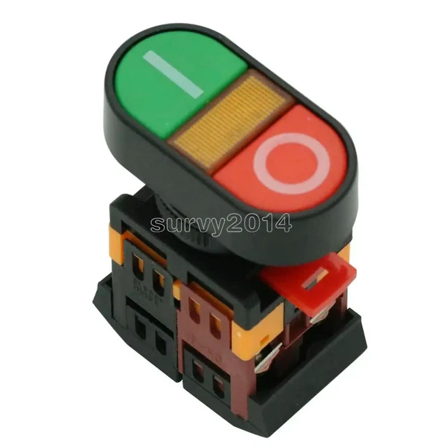 Alt view image 4 of 6 - Start Stop Push Button Light Indicator Momentary Switch Red Green Power ON OFF