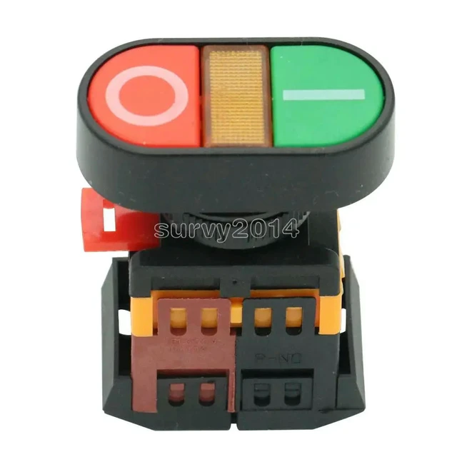 Alt view image 5 of 6 - Start Stop Push Button Light Indicator Momentary Switch Red Green Power ON OFF