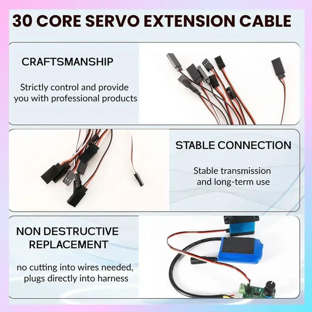 Alt view image 4 of 6 - 10Pcs 150Mm Servo Extension Lead Wire JR Cable 3Pin Male To Female For RC Car