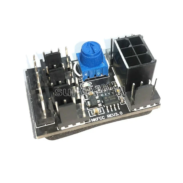 Alt view image 4 of 6 - Chassis Fan PWM Hub Speed Controller High Power Support DC12V 3PIN/4PIN Desktop Computer Cooling Fans Splitter PCI-E X1 X16 Slot