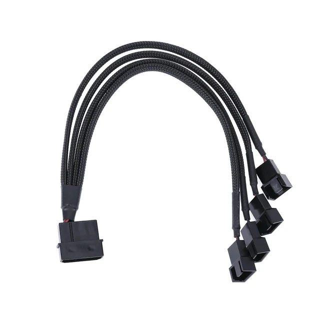 Alt view image 5 of 6 - 4Pin IDE for Molex To 4-Port 3Pin/4Pin Power Supply Cable Black Sleeved Plug Cooler Wire Fan Adapter Power Splitter Cable for PC