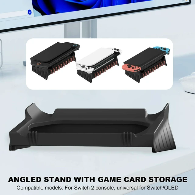 Alt view image 6 of 6 - For NS2 Universal Console Dock with Card Slot Angled Flat Stand Horizontal Host Base for Game Cartridges Store